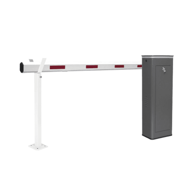 Kit de Barrera Vehicular Izquierda y Brazo Telescópico de Hasta 5.5 m / Finales de Carrera Ajustables por Programación / Movimiento Fluido / Diseño Elegante Color Gris / Con Corona Led Semaforizada - Toer