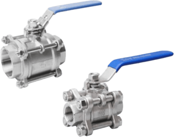 Válvula de Bola 3 Piezas Acero Inoxidable / Presión 1000 WOG / Material SS304 / Conexión Neumática / Marca Titan