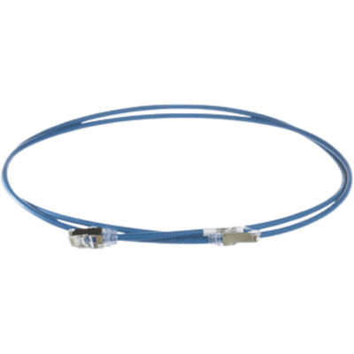 Patch Cord Cat6A, Diametro Reducido 28 AWG, Blindado S/FTP, CM/LS0H, 4 Metros, Color Azul