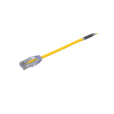 Cable de Parcheo TX6, UTP Cat6, Diámetro Reducido (28AWG), Color Amarillo, 4.57 Metros (15 Pies)