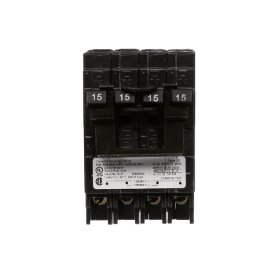 Interruptor automático TRIPLEX enchufable tipo QT 2 polos simples, 1 polo doble, 15-15 amp