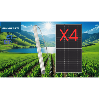 Kit De Bombeo Solar/ Bomba 1.4Kw / 4 Módulos Solares 610w