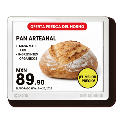 Etiqueta Electrónica ESL 5.8" EPD Matriz de Puntos / Resolución 648x480 Pixels / 4 Colores (Negro Blanco Rojo Amarillo) / BLE 5.1 con Encriptación AES-128 / Batería 5 Años / NFC Opcional / Cloud Management / Certifi - Toer