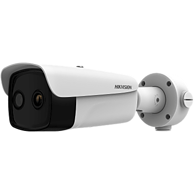 (HIKMICRO) Cámara Bullet IP Bi-espectral Térmica 15.4 mm (384×288) / Óptica 8 mm (4 Megapixel) / IA GUANLAN / 75 m IR / IP67 / IK10 / NEMA 4X / PoE / Termométrica -20°C a 150°C / Detección Fuego y Humo / TP