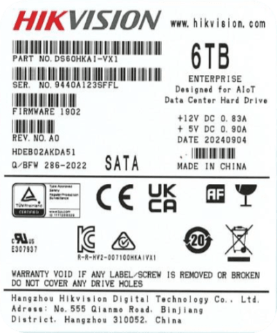 Disco Duro Enterprise para Videovigilancia 6TB / 7200 RPM / SATA 6 Gb/s / Caché 256 MB / Operación 24x7 / Carga de Trabajo 550 TB por Año /